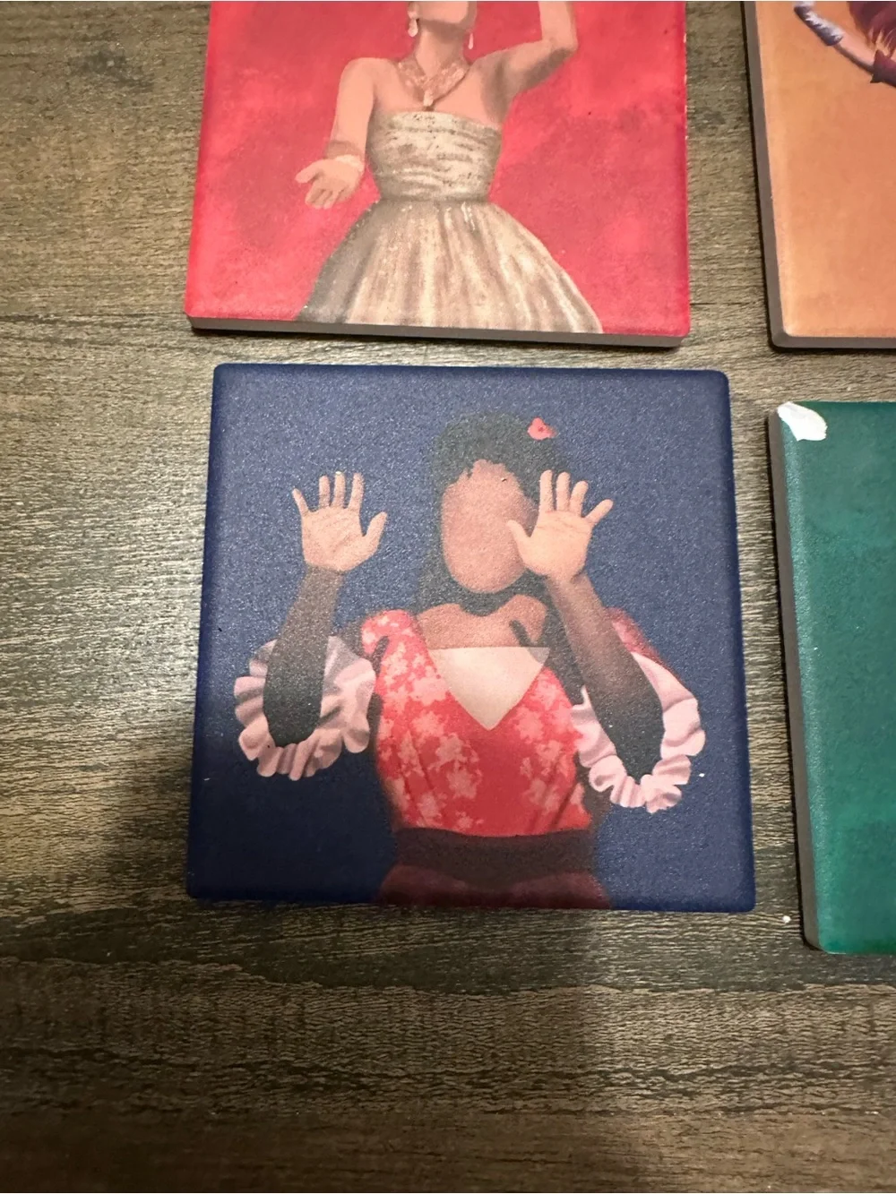 Set of 4 Broadway Musical Theater Character Art Coasters